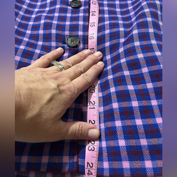 EUC like new size 12 Large J. Crew Purple Plaid Pencil Skirt with buttons. - Picture 11 of 14